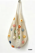 Floral Knitted Hollow Out Tote Bag