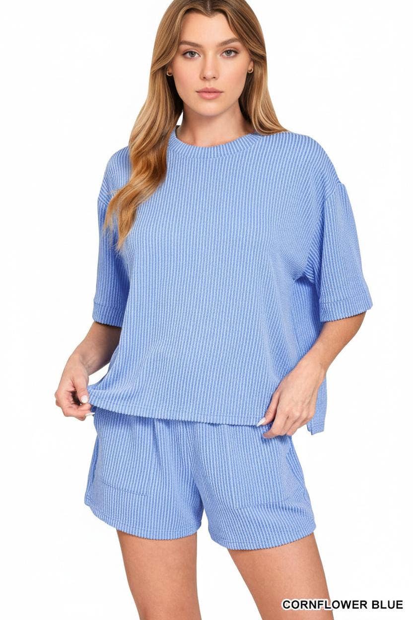 Rib Tee & Shorts 2pc Set