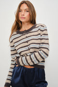 KAY STRIPED BUTTON UP CARIDGAN