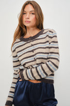 KAY STRIPED BUTTON UP CARIDGAN