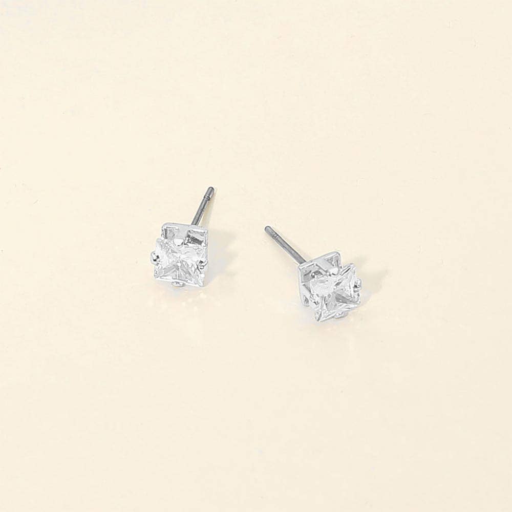 5mm Classic Square CZ Stud Earrings