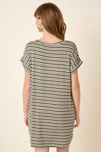 D1890-STRIPE DOLMAN T SHIRT DRESS
