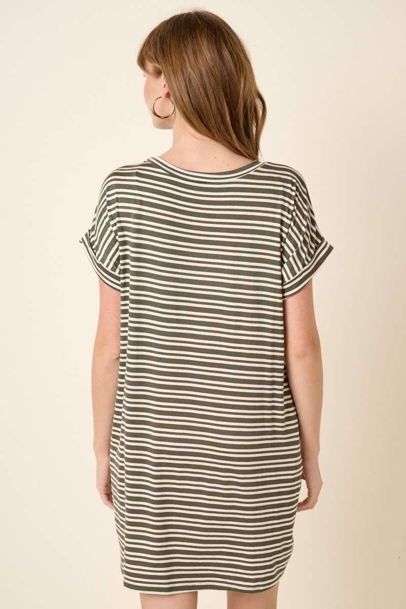 D1890-STRIPE DOLMAN T SHIRT DRESS