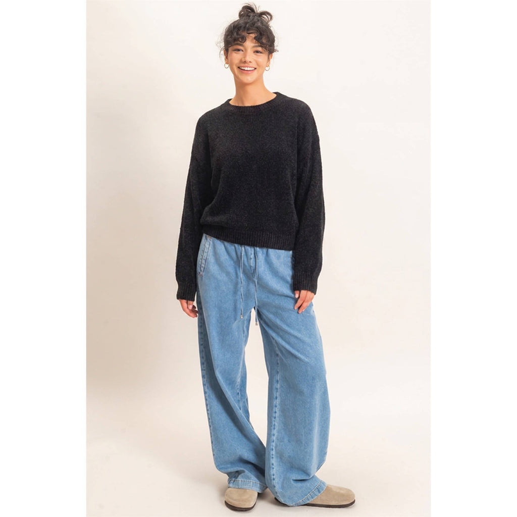 Chenille Crew Neck Sweater