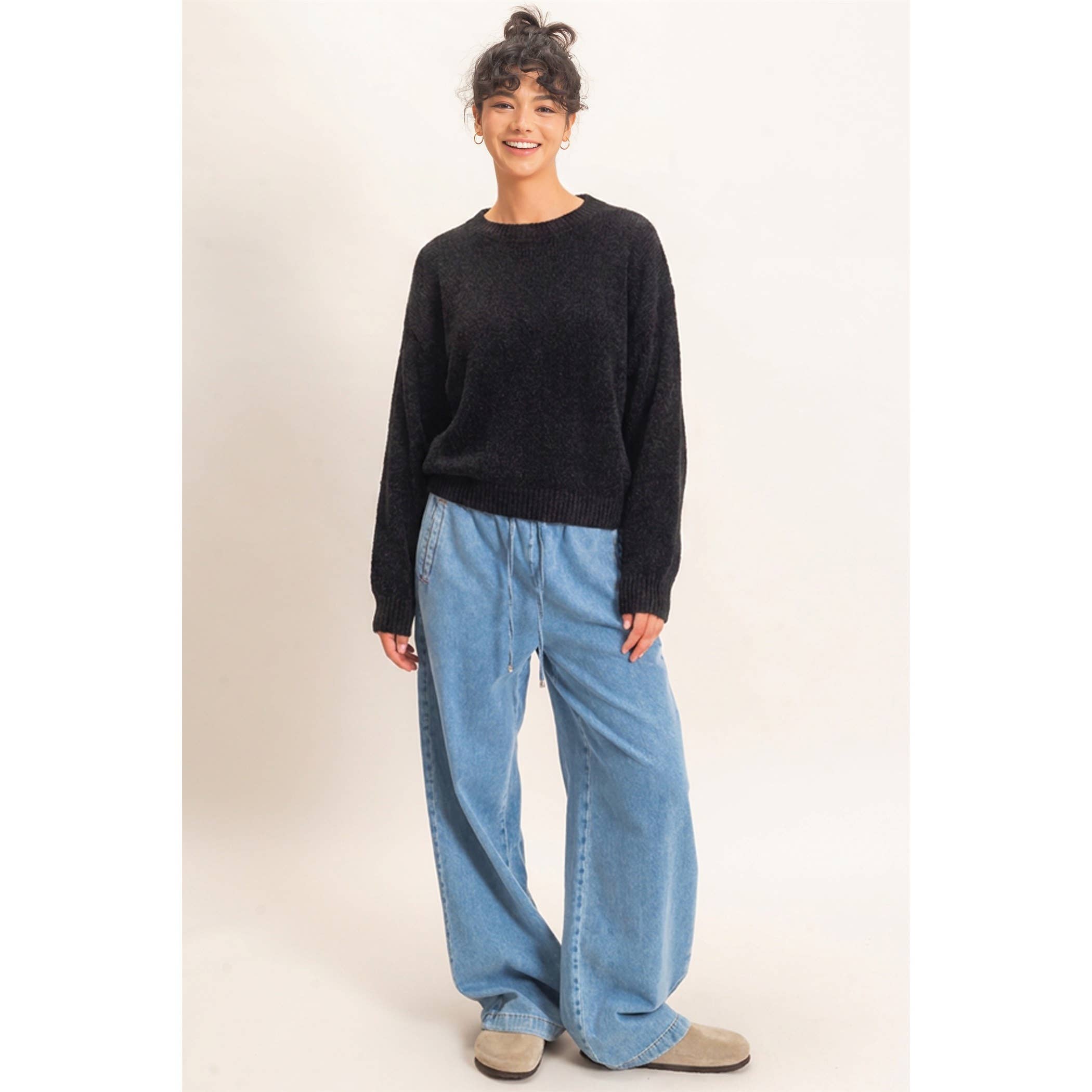 Chenille Crew Neck Sweater