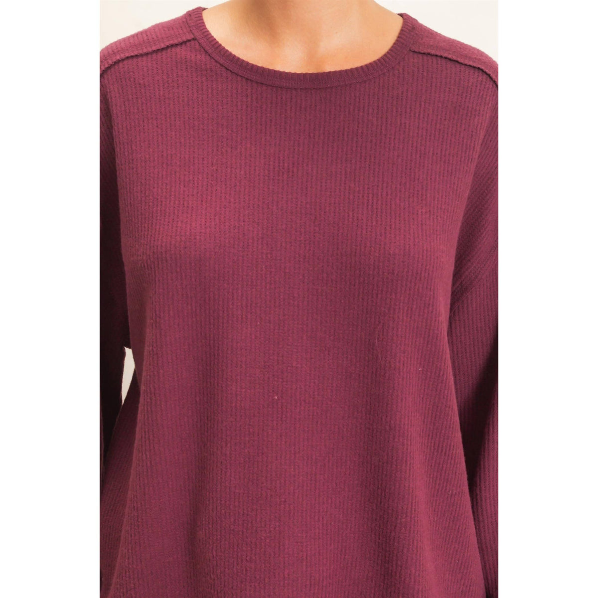 Raw Edge Waffle Sweatshirt
