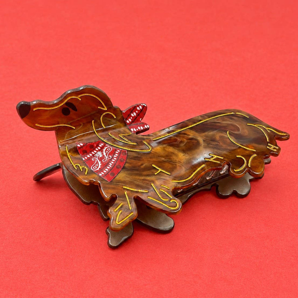 Charming Dachshund Dog Bandana Hair Claw Clip | 40H1235