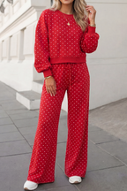 Polka Dot Print High Waist Pants Set | S-XL Plus 1X-4X