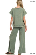 Washed Slub Short Sleeve Tee & Long Pants 2PC Set