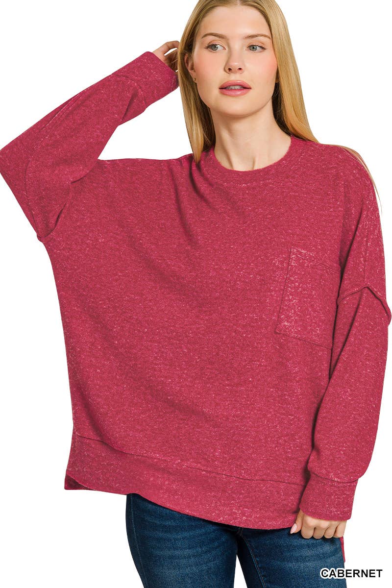 Brushed Melange Drop Shoulder Oversized Sweater