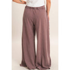 Mineral Wash Star Patch And Print Wide Leg Pants