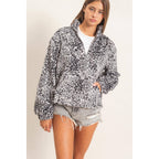 Leopard Print Fleece Half Zip Pullover