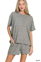 Soft Melange Short Sleeve Tee And Short Pants Set