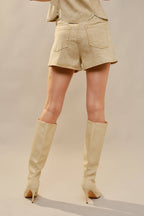 Carly Rhinestone Scallop Denim Shorts