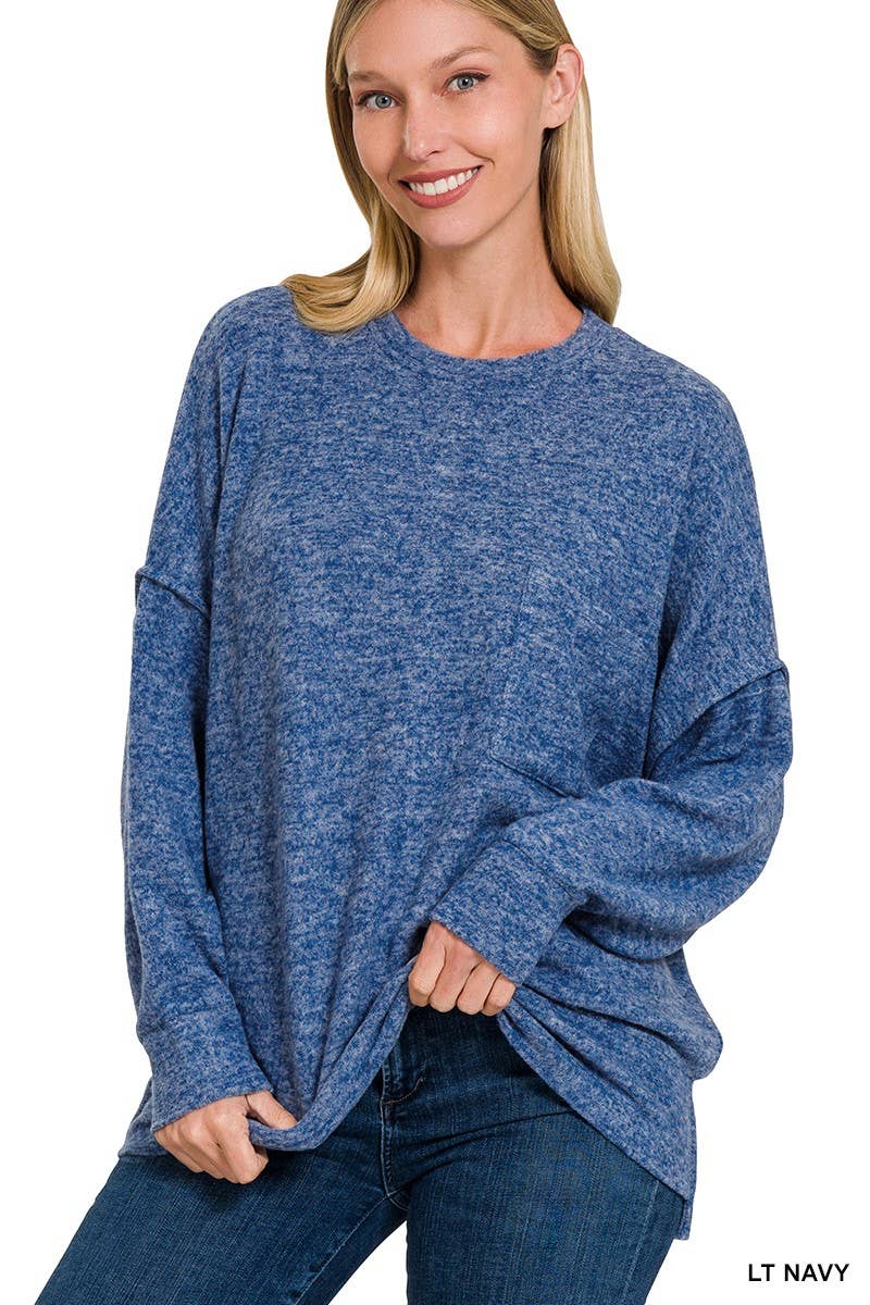 Brushed Melange Drop Shoulder Oversized Sweater