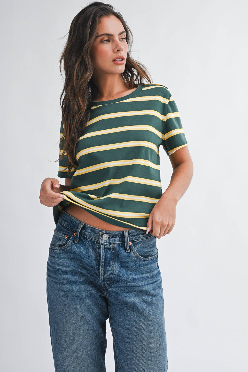 8510HN Striped Boxy Short Sleeve Tee