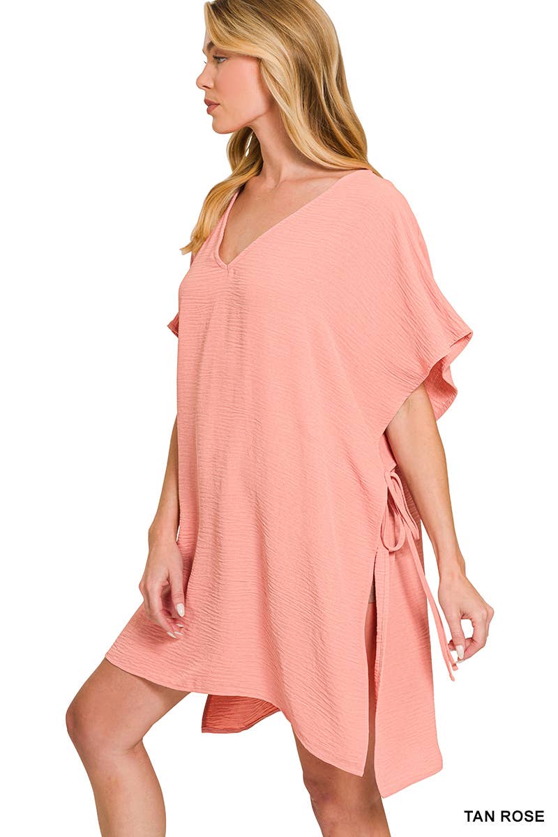 Woven Air Flow Tie Side Cover Up Dress