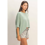 Relaxed High-Low Batwing Sleeve Top