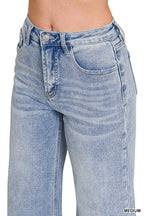 High Waist Wide Leg Straight Denim Pants - Zenana