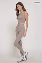 Double Layer Effect Crop Tank Top & Leggings Seamless Set