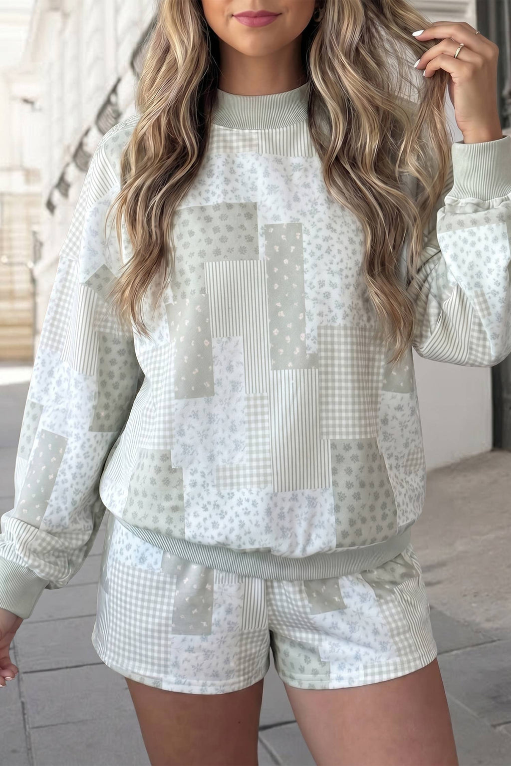 Patchwork Floral Print Shorts Set | S-XL & Plus 1X-4X