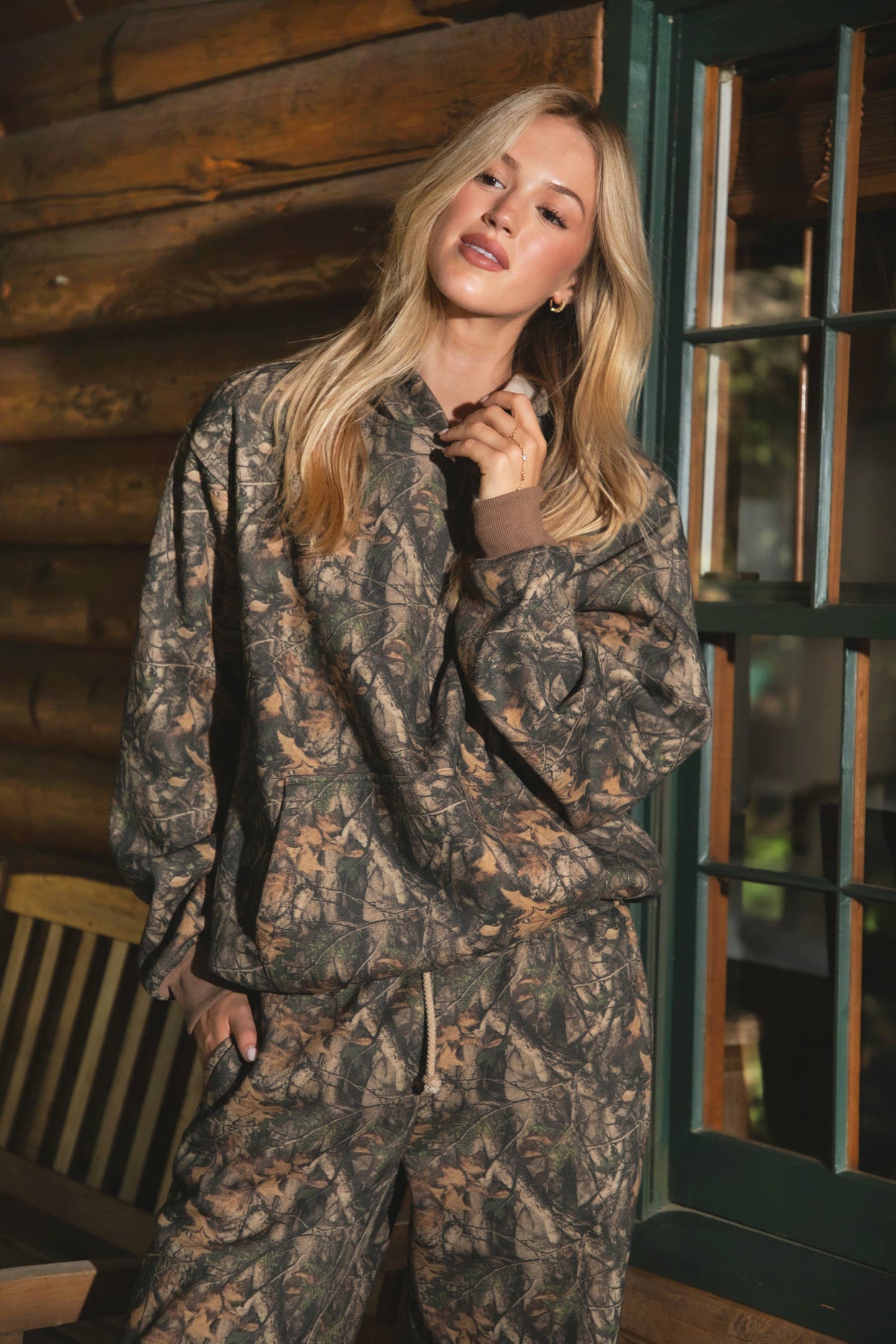 Dark Woodland Camo Lounge Fleece Classic Hoodie