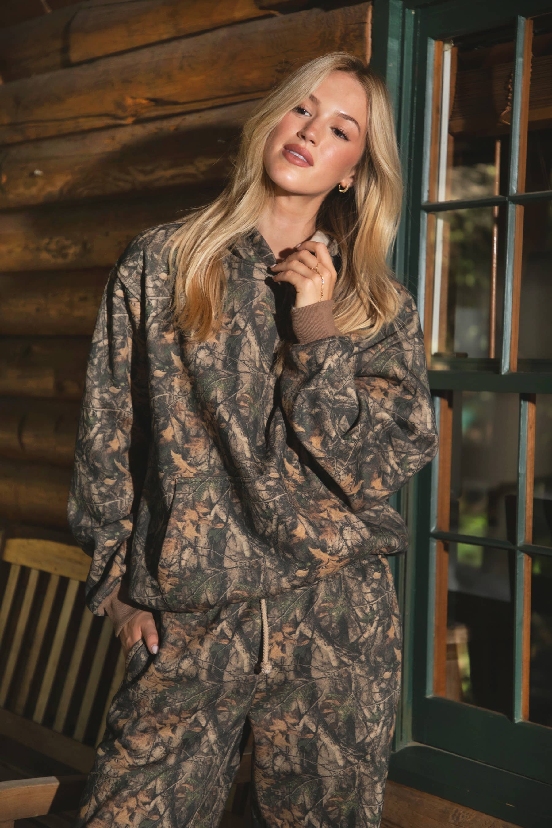 Dark Woodland Camo Lounge Fleece Classic Hoodie