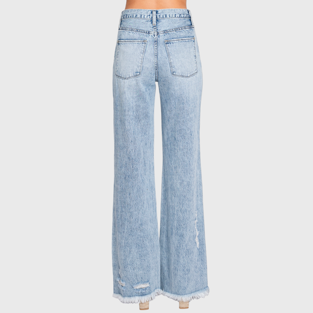 P865VXF-LT DESTROYED HIGH RISE RIGID VINTAGE FLARE JEANS