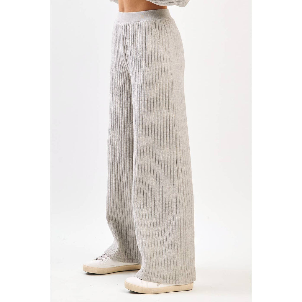 QUILTED CREW NECK SWEATSHIRT AND PANTS SET