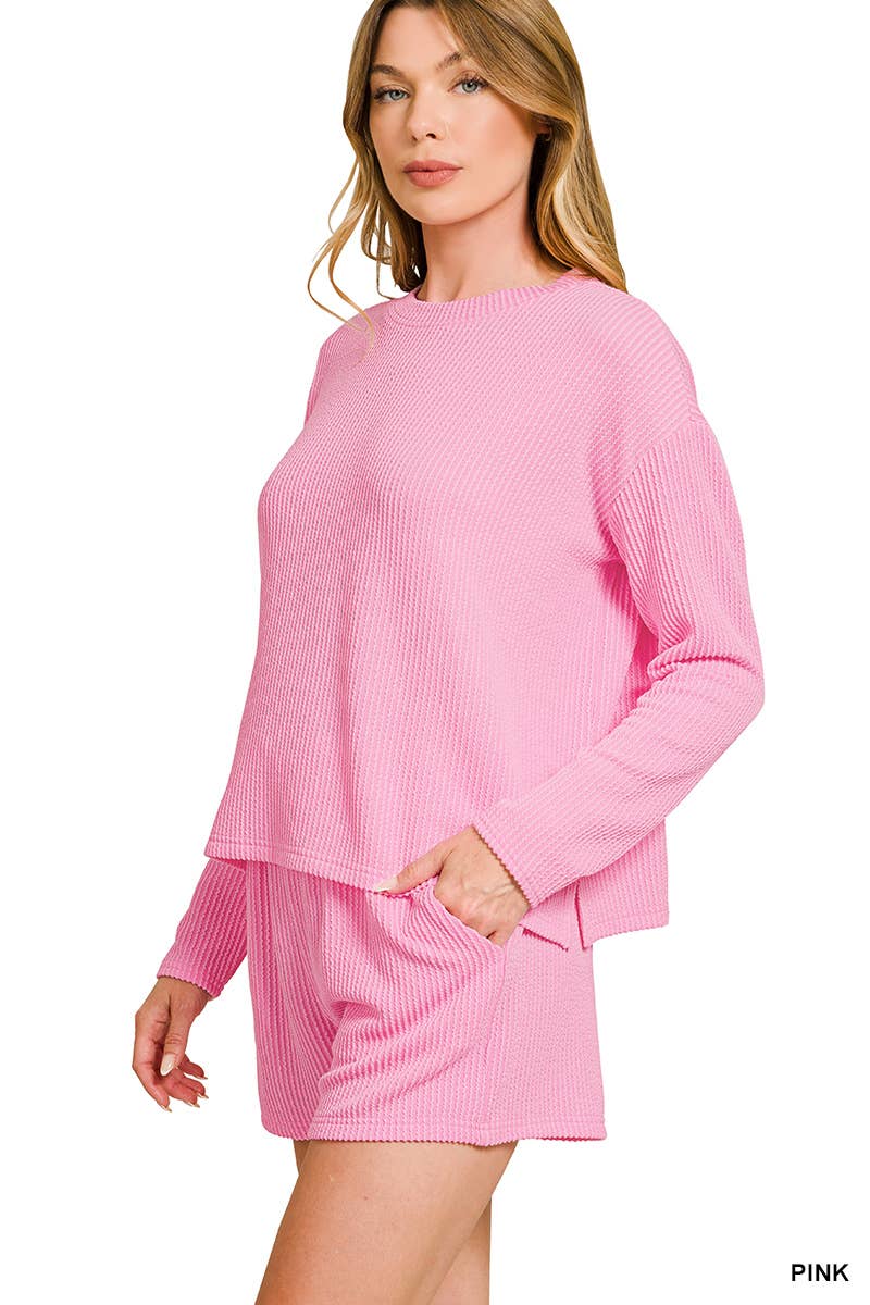..Ribbed Short Sleeve Tee & Pants 2PC Set