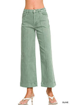 High Rise Wide Leg Pintuck Color Denim Pants