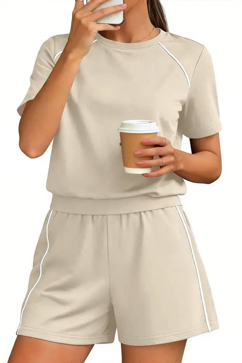 Athleisure Contrast Trim Two Piece Lounge Set