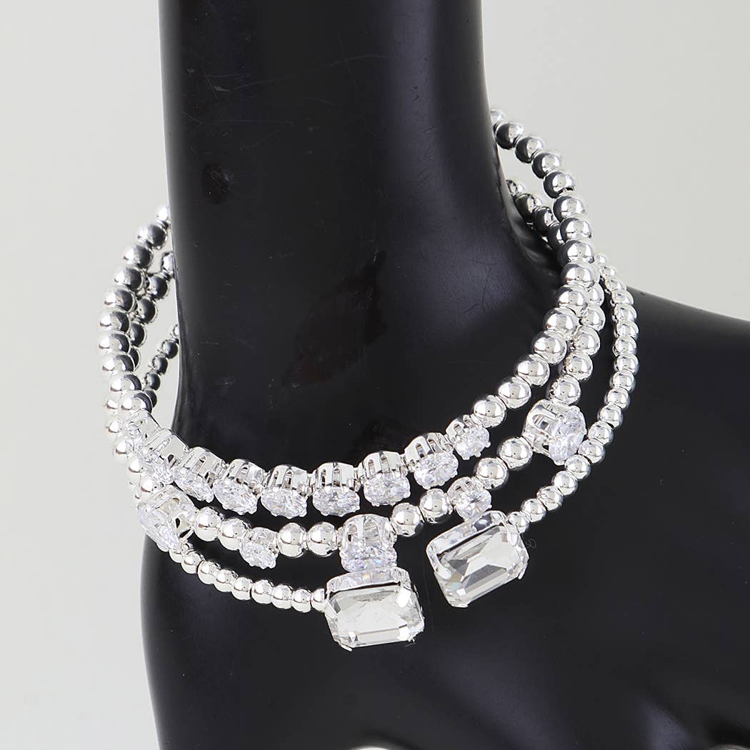 Multi Cubic Zirconia Beaded Bracelet