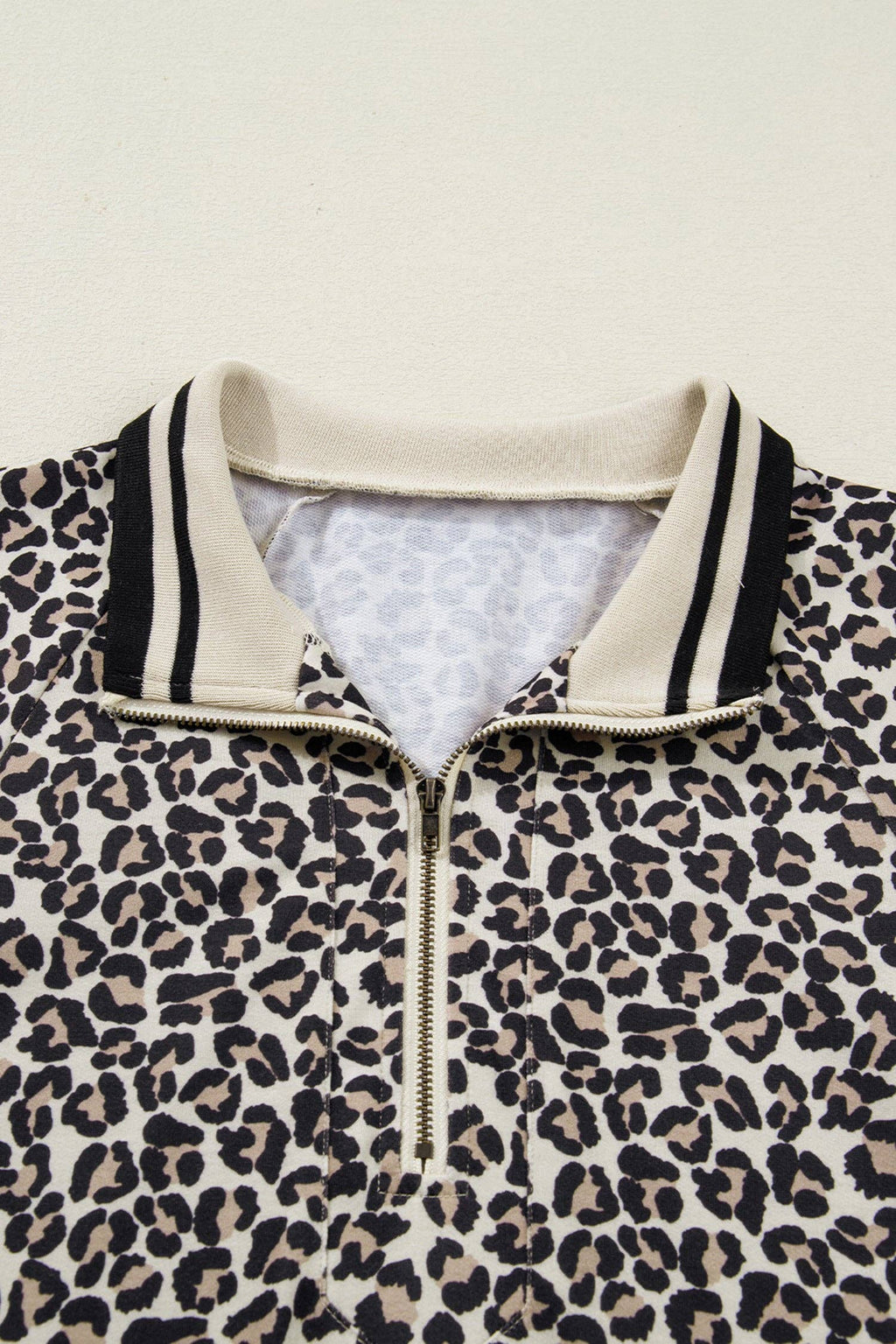 PRETTY BASH Leopard Stripe Patchwork Zip Collar Mini Dress