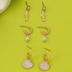 Fish Shell Pearl Marine Trio Earring Set | 80E62030
