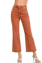Acid Wash High Waist Frayed Hem Bootcut Pants