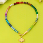 Rainbow Beaded Seashell Charm Necklace | 80N92899