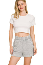 Halo Snow Washed Boxy Top N Shorts Set