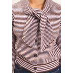 Striped Cardigan With Scarf