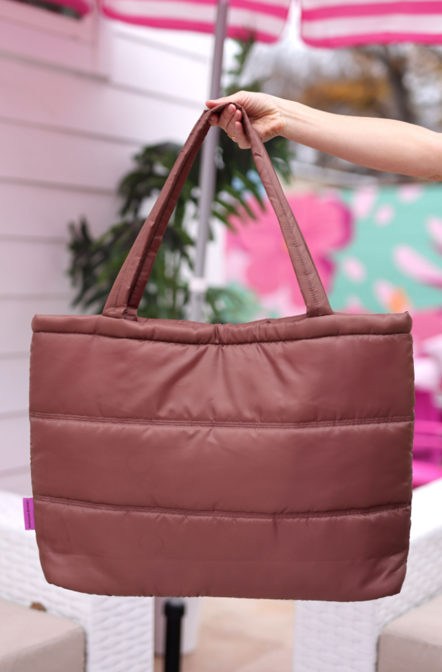 Puffer Tote – Carry All Very Busy – Espresso / Brown