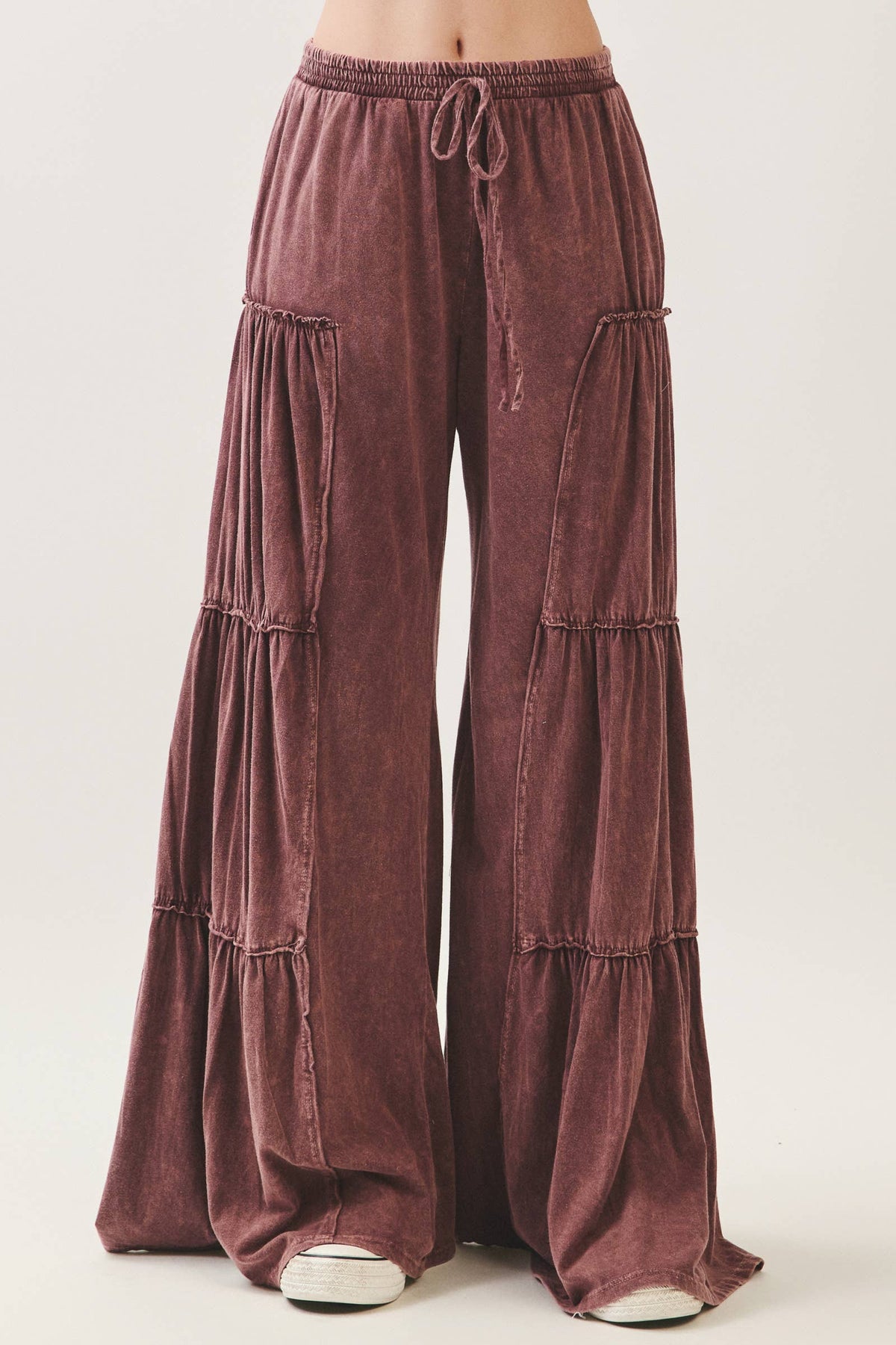 Mineral Washed Tiered Wide Leg Pants HP5033P1