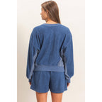 Contrast Sweatshirt & Shorts Set