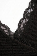 Lace-trim Faux-wrap Knit Sweater