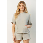 SET10016-RIB PULLOVER WITH SHORTS SET
