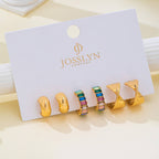 Multi Colored Baguette Twisted Hoop Trio Earring | 80E62566