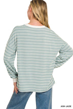 Raised Rib Striped Pullover & Pants 2PC Set
