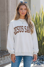 Christian Faith Print Mock Neck Sweatshirt