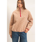 Polka Dot Sherpa Half-Zip Pullover