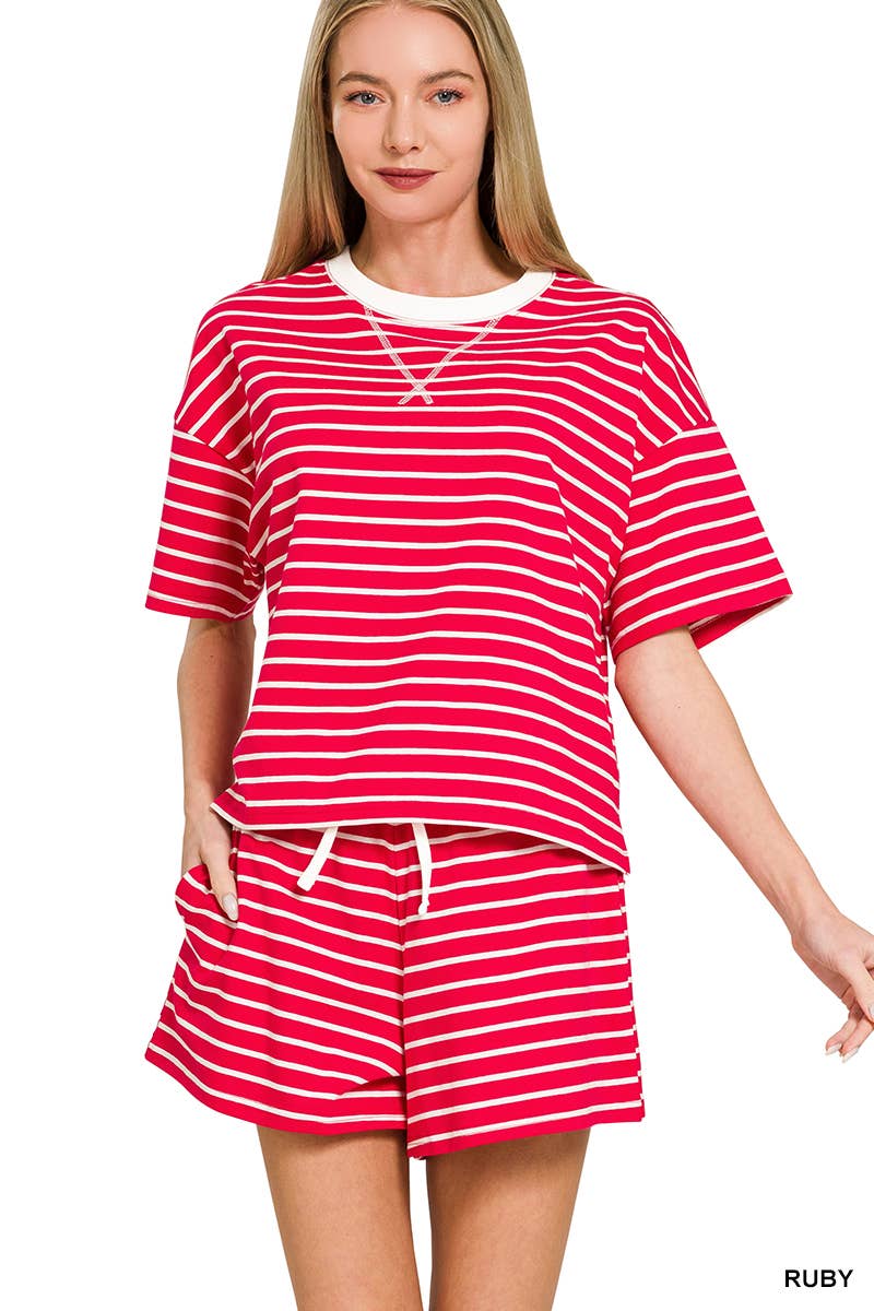Striped Short Sleeve Tee + Shorts Set
