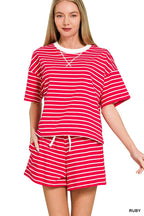 Striped Short Sleeve Tee + Shorts Set